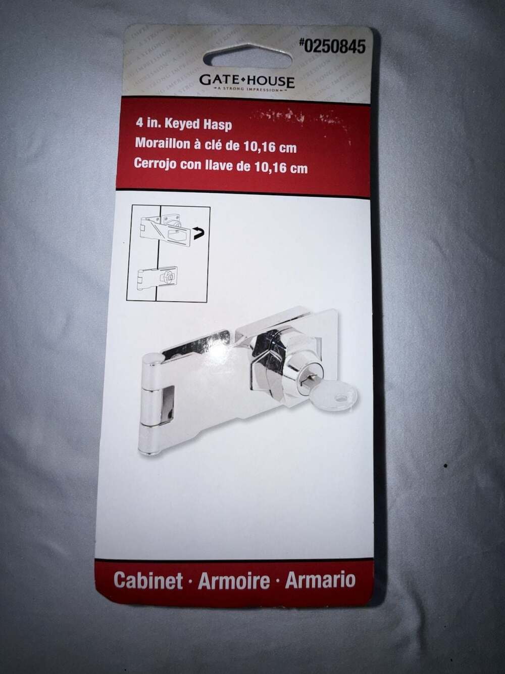Gate House 4 in. Keyed Hasp Lock, Chrome Finish, Model #0250845 (b5)